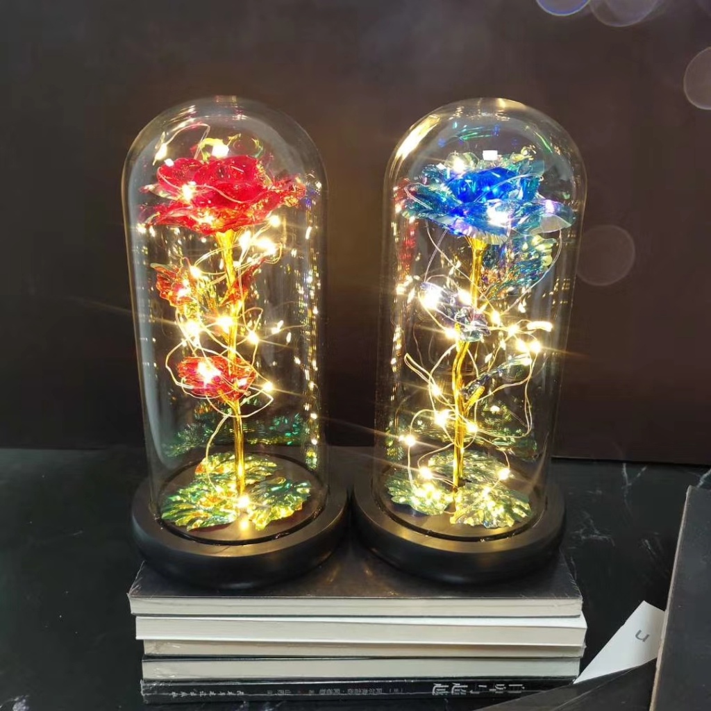 Glass Cover Color Gold Foil Rose Switch Lights Color Gift Box Valentine's Day Gift Cross-Border Amazon Wholesale Glass Cover Color Gold Foil Rose Switch Lights Color Gift Box Valentine's Day Gift Cross-Border Amazon Wholesale