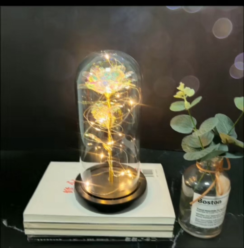 Glass Cover Color Gold Foil Rose Switch Lights Color Gift Box Valentine's Day Gift Cross-Border Amazon Wholesale Glass Cover Color Gold Foil Rose Switch Lights Color Gift Box Valentine's Day Gift Cross-Border Amazon Wholesale
