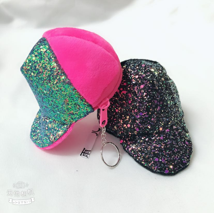 Plush toy sequins zero wallet baseball cap n zero wallet plush hat wallet