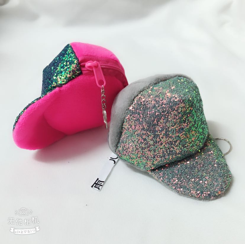 Plush toy sequins zero wallet baseball cap n zero wallet plush hat wallet