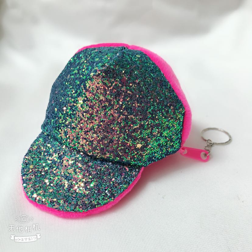 Plush toy sequins zero wallet baseball cap n zero wallet plush hat wallet