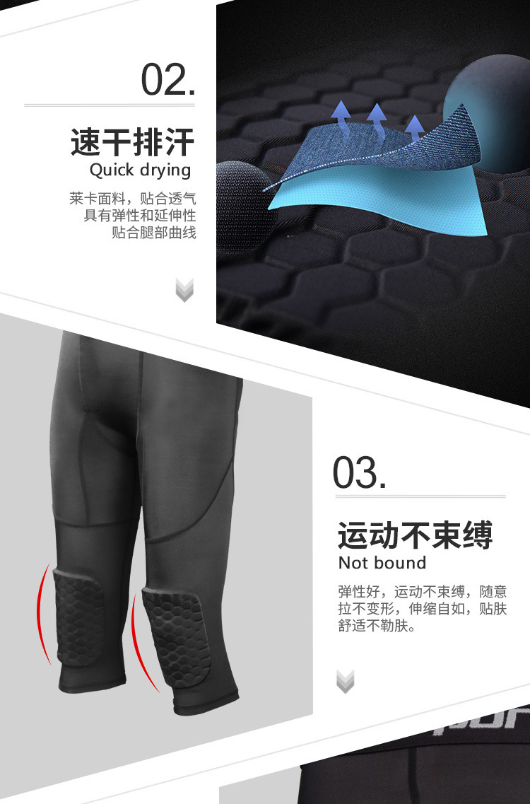 Factory Direct Supply Basketball Kneecap Honeycomb Anti-Collision Cropped Pants Professional Kneecap Sports Supplies Knee Protective Gear Equipment Men