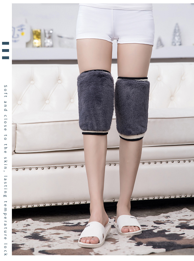 Kneecap Warm Men and Women Elderly Thickened Fleece-Lined Kneecap Velcro Fastener Double Layer Composite Faux Cashmere Velcro