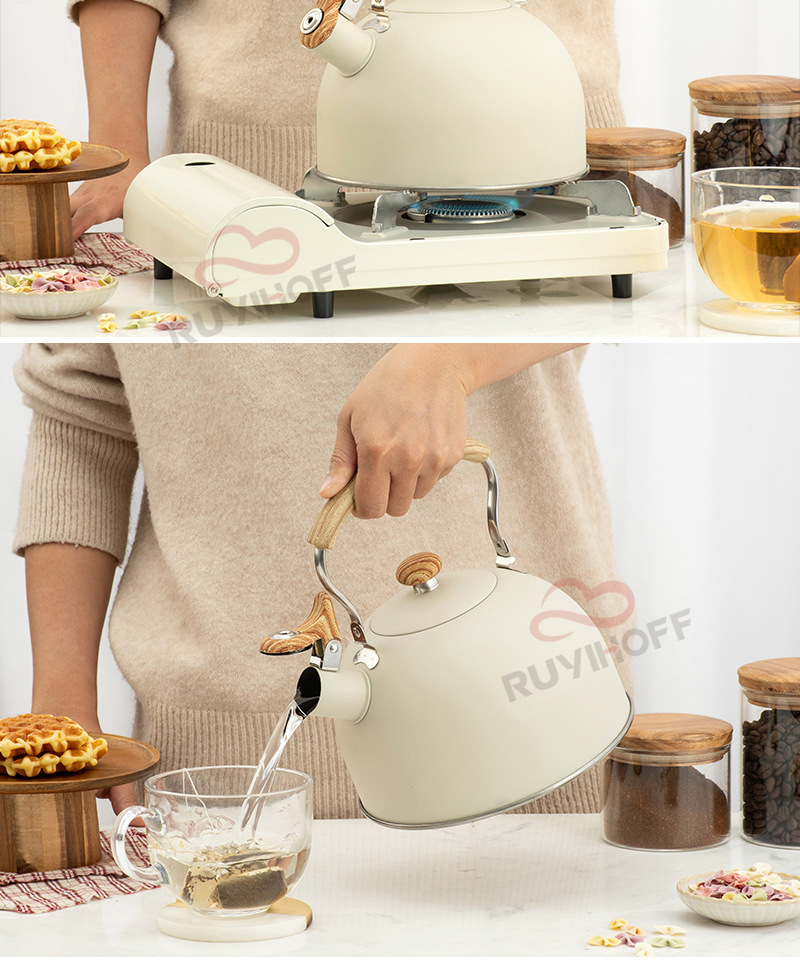 Amazon Cross-Border Whistle Kettle Beige 5L Flat Sound Pot Wholesale European Stainless Steel Whistle Pot Amazon Cross-Border Whistle Kettle Beige 5L Flat Sound Pot Wholesale European Stainless Steel Whistle Pot