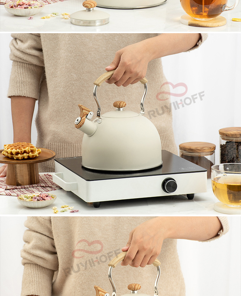 Amazon Cross-Border Whistle Kettle Beige 5L Flat Sound Pot Wholesale European Stainless Steel Whistle Pot Amazon Cross-Border Whistle Kettle Beige 5L Flat Sound Pot Wholesale European Stainless Steel Whistle Pot