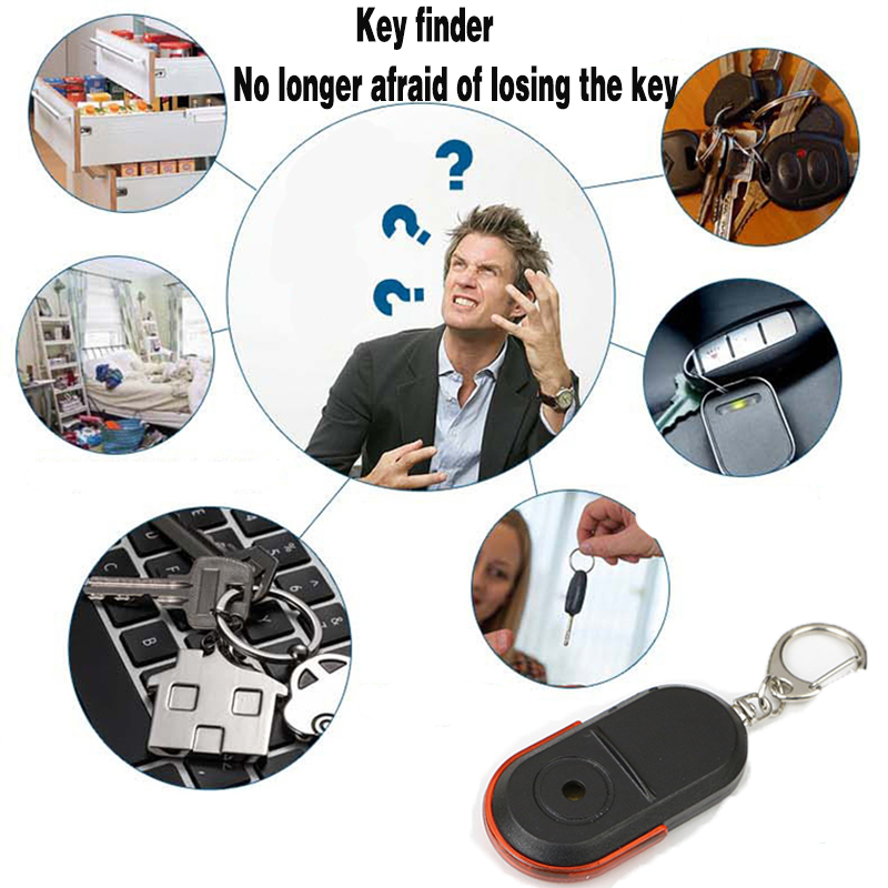 Plapieyy319 LED Keychain Finder Wallet Anti-Lost Whistle Tracker With Flashing Lights And Loud Alarm Prompts kdy finder