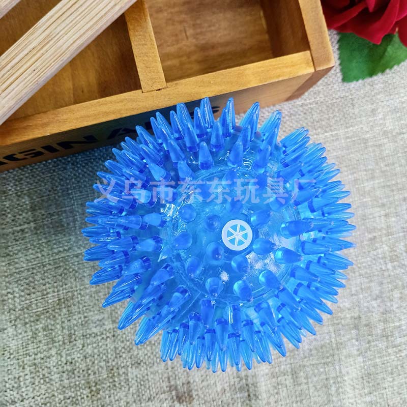 Large Number 10cm Flash Acanthosphere Luminous Band Rope Whistle Squeeze and Sound Massage Ball Voice Elastic Ball Luminous Toys