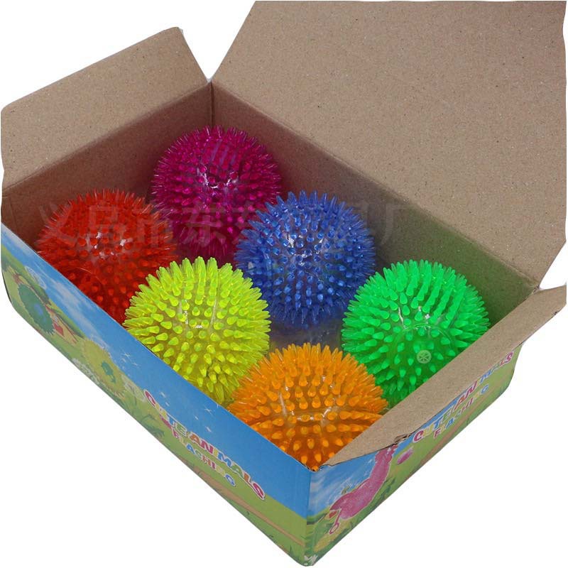 Large Number 10cm Flash Acanthosphere Luminous Band Rope Whistle Squeeze and Sound Massage Ball Voice Elastic Ball Luminous Toys