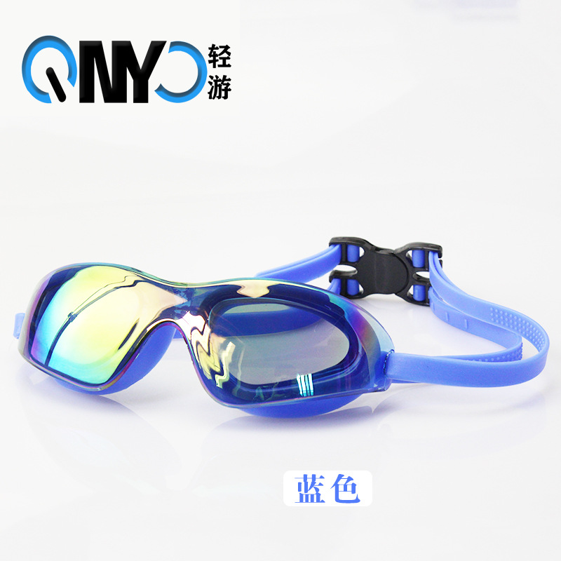 Adult Large Frame One-Piece Swimming Goggles HD Anti-Fog Electroplating Silicone Swimming Goggles Amazon Cross-Border Fashion Swimming Goggles Manufacturer