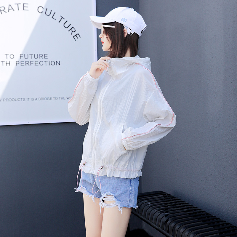 Women &#039;S White Short Jacket Sun Protection Clothing 21 New Summer Outdoor Sun Protection Hooded Short Coat Sun-Protective Clothing