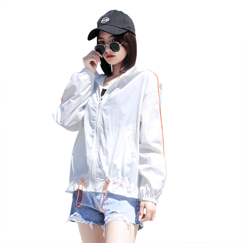 Women &#039;S White Short Jacket Sun Protection Clothing 21 New Summer Outdoor Sun Protection Hooded Short Coat Sun-Protective Clothing