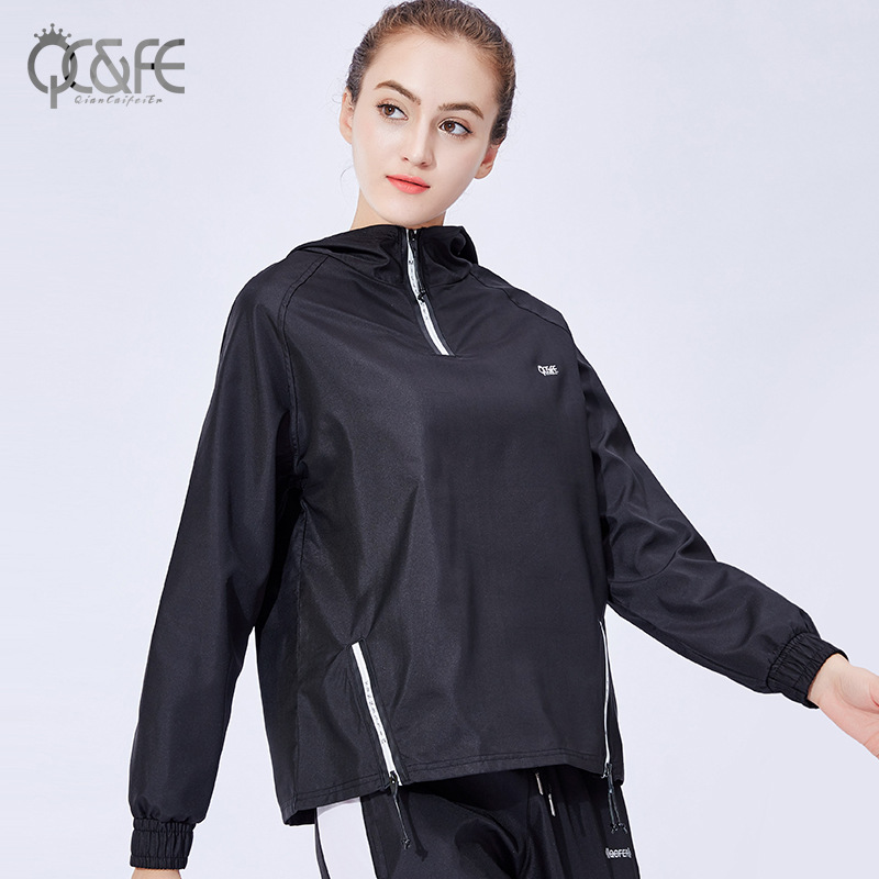 Outdoor wear long-sleeved, loose, casual hooded blazer smock for women&#039;s running jacket New fall 2019 outdoor wear long-sleeved, loose, casual hooded blazer smock for women&#039;s running jacket