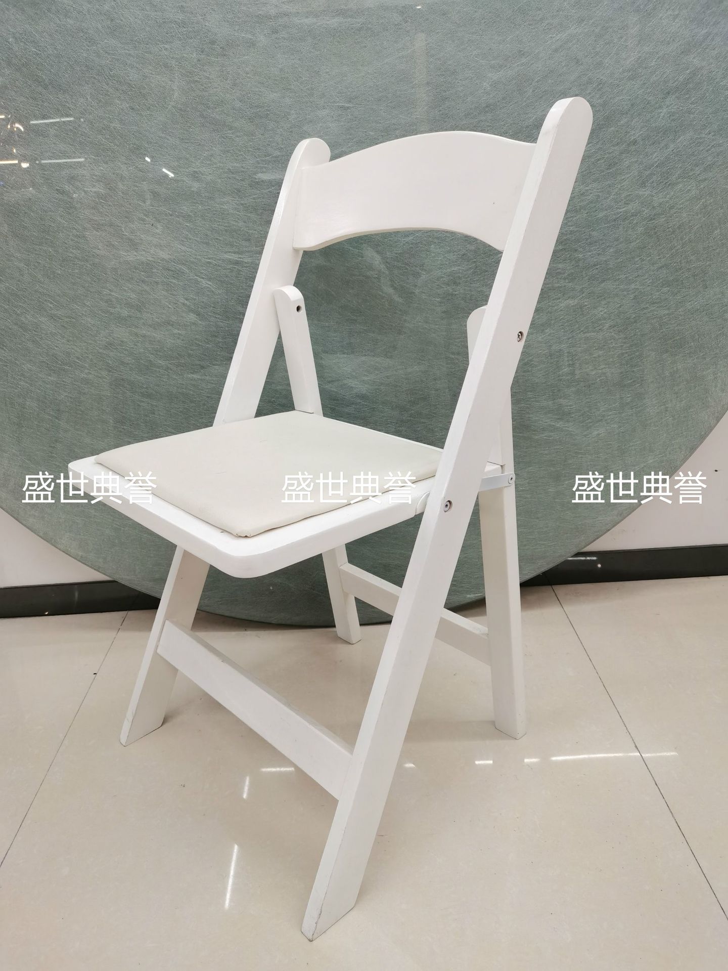 Outdoor folding chair Outdoor wedding solid wood folding chair banquet party white chair