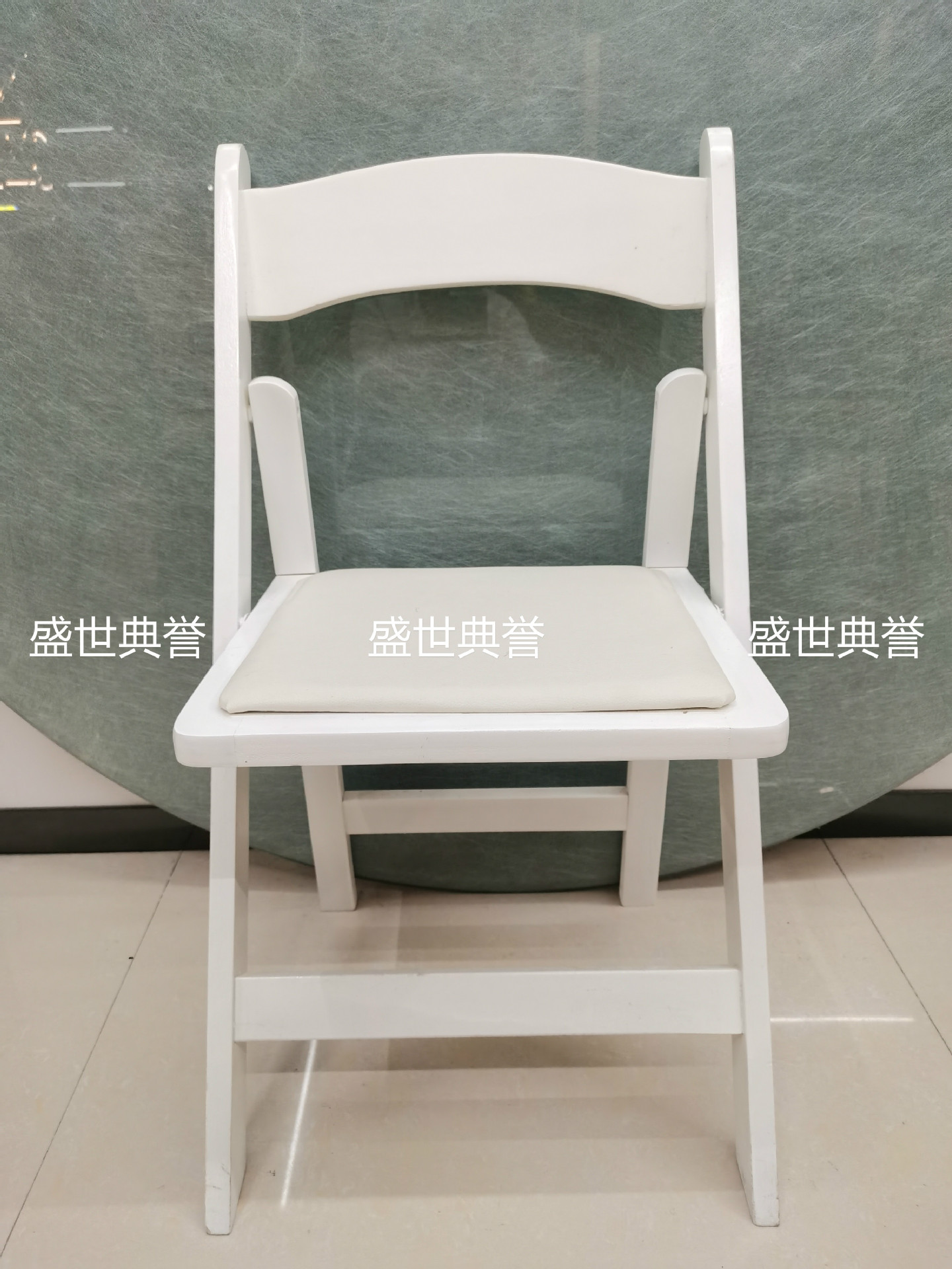 Outdoor folding chair Outdoor wedding solid wood folding chair banquet party white chair