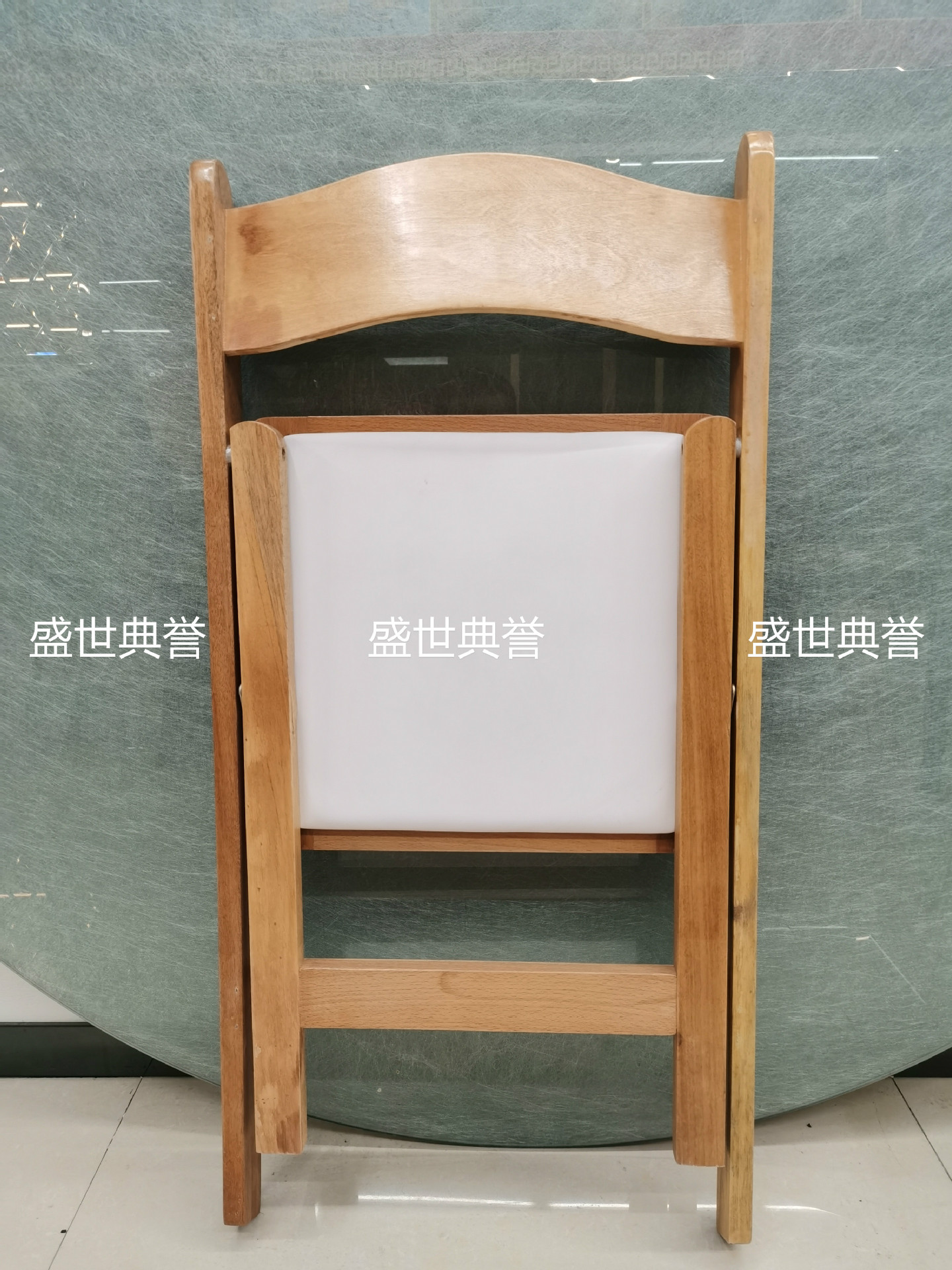 Outdoor folding chair Outdoor wedding solid wood folding chair banquet party white chair