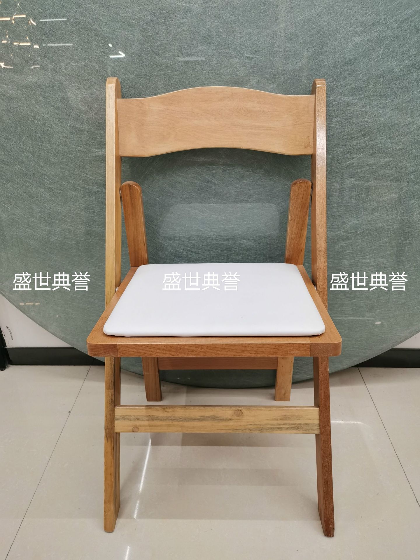 Outdoor folding chair Outdoor wedding solid wood folding chair banquet party white chair