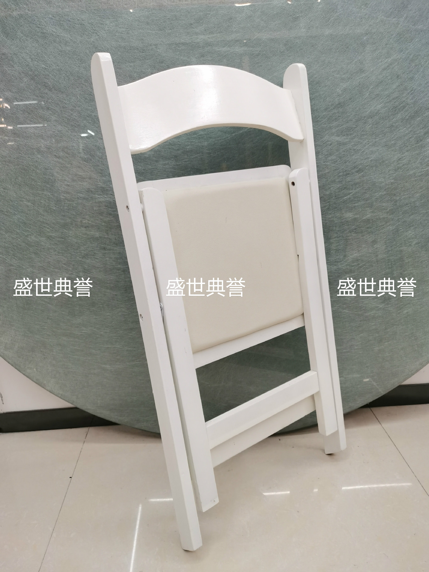 Outdoor folding chair Outdoor wedding solid wood folding chair banquet party white chair
