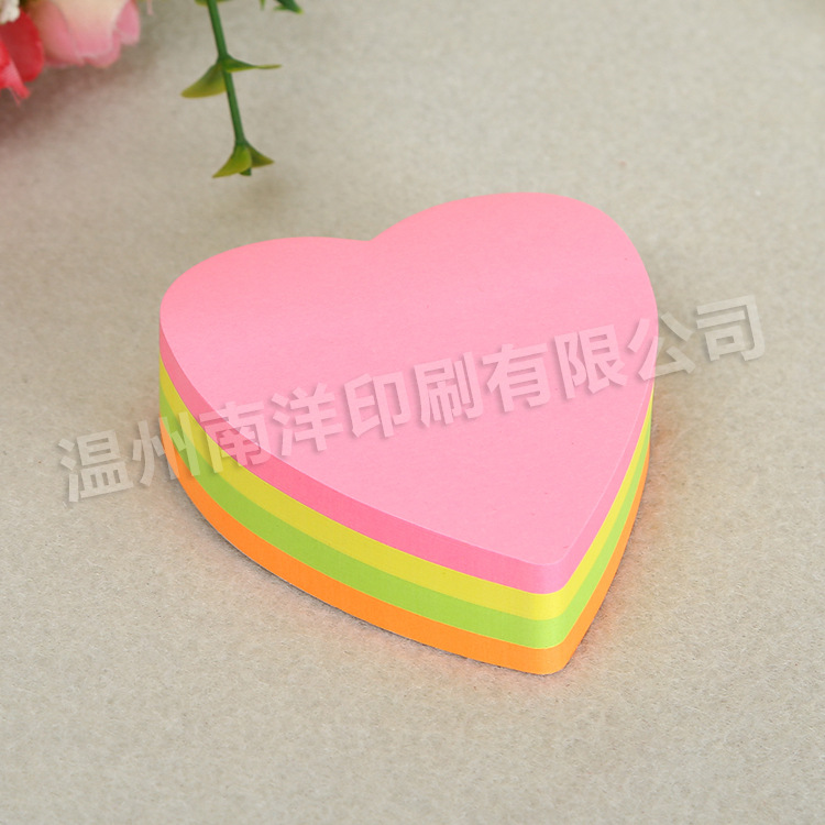 Colored Loving Heart Sticky Notes Customized Cute Creative Special-Shaped Portable Notes Sticky Note Take-out Note Sticker Printed Logo