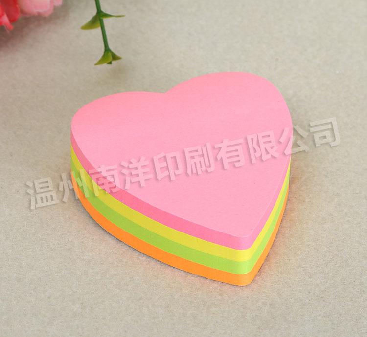 Colored Loving Heart Sticky Notes Customized Cute Creative Special-Shaped Portable Notes Sticky Note Take-out Note Sticker Printed Logo