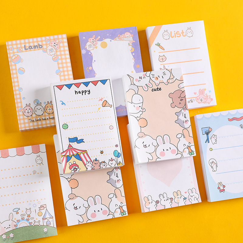 Zhishun Cute Cartoon Cute Rabbit Memo Notepad Student Journal Sticky Notes Tearable Note Sticker Message Notepad