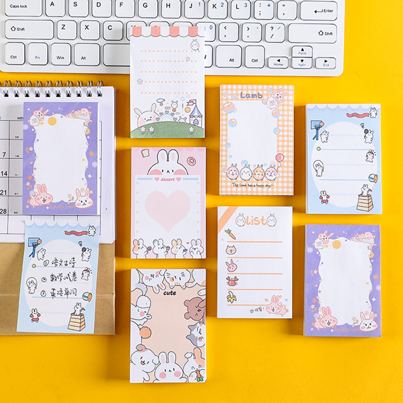 Zhishun Cute Cartoon Cute Rabbit Memo Notepad Student Journal Sticky Notes Tearable Note Sticker Message Notepad