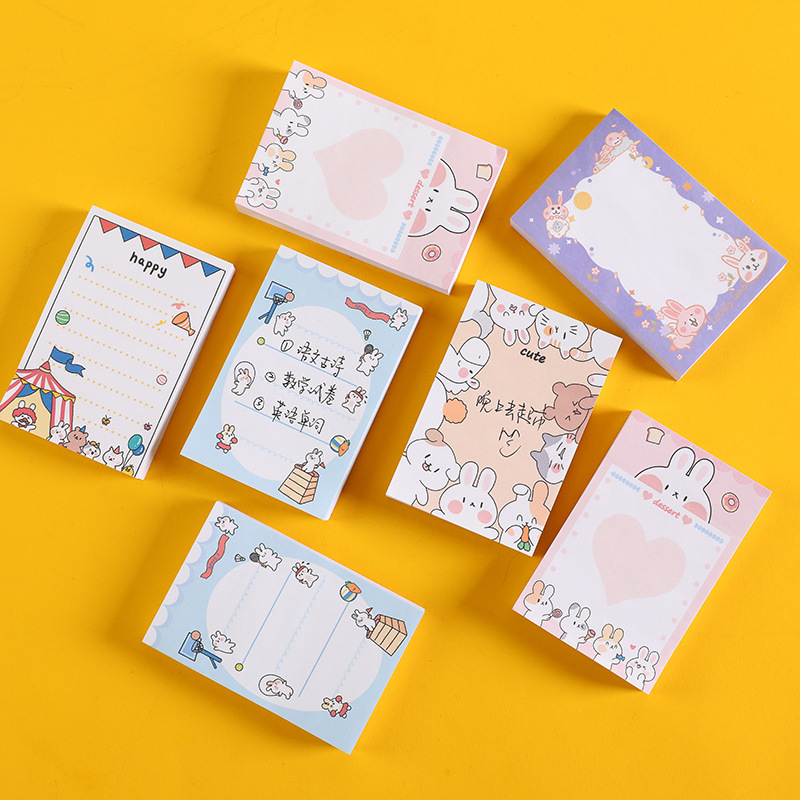 Zhishun Cute Cartoon Cute Rabbit Memo Notepad Student Journal Sticky Notes Tearable Note Sticker Message Notepad