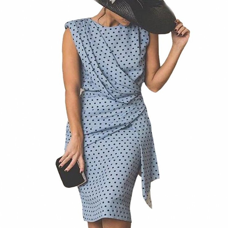 AliExpress 2021 Summer New European and American Women&#039;s Clothing Sheath Tight Polka Dot Dress Pleated Retro Pencil Skirt