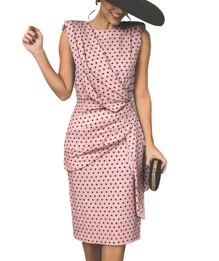 AliExpress 2021 Summer New European and American Women's Clothing Sheath Tight Polka Dot Dress Pleated Retro Pencil Skirt