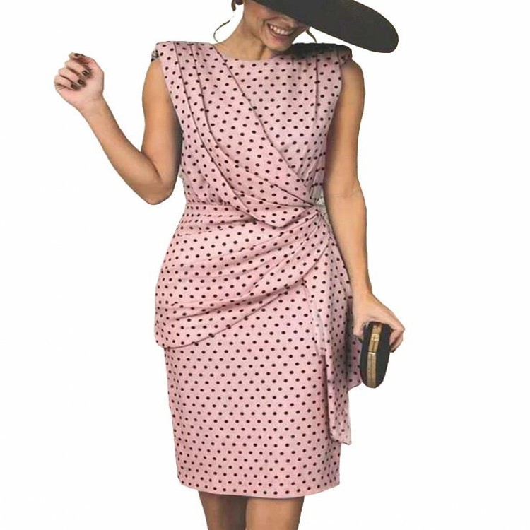 AliExpress 2021 Summer New European and American Women&#039;s Clothing Sheath Tight Polka Dot Dress Pleated Retro Pencil Skirt