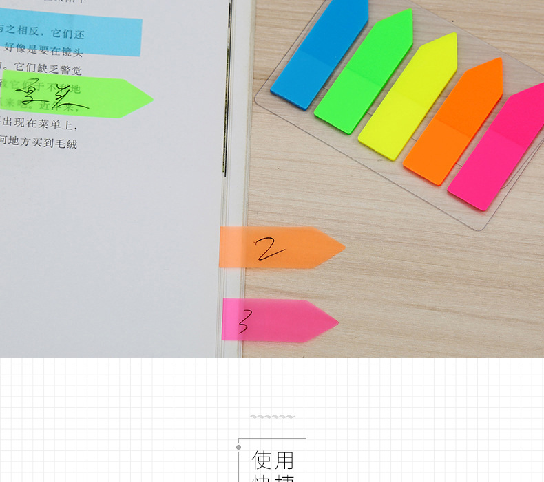 Fashion New Pet Index Label Sticky Note Fluorescent 5-Color Combination Nth Sticker Environmental Protection Sticky Note Customized Manufacturer
