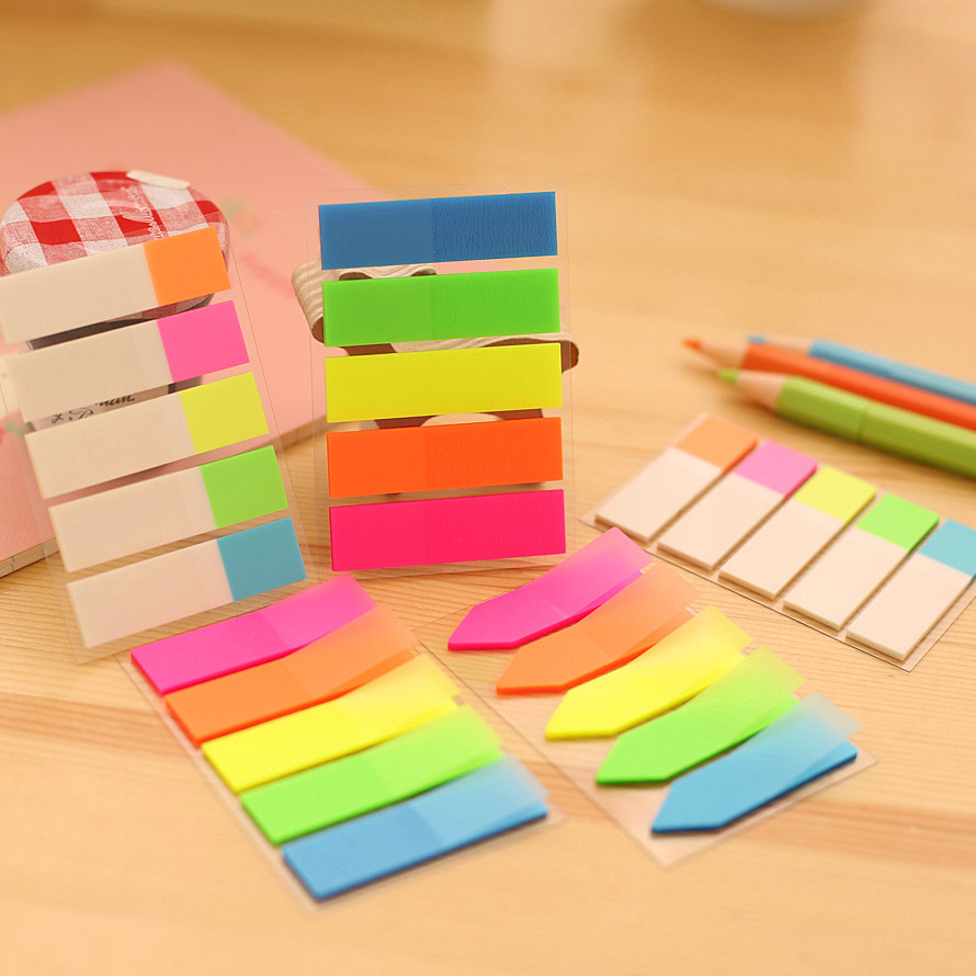 Korean Stationery Cute Creative Fluorescent Sticky Notes Classification Index Stickers Transparent Instruction Stickers Note Paper Note Sticker