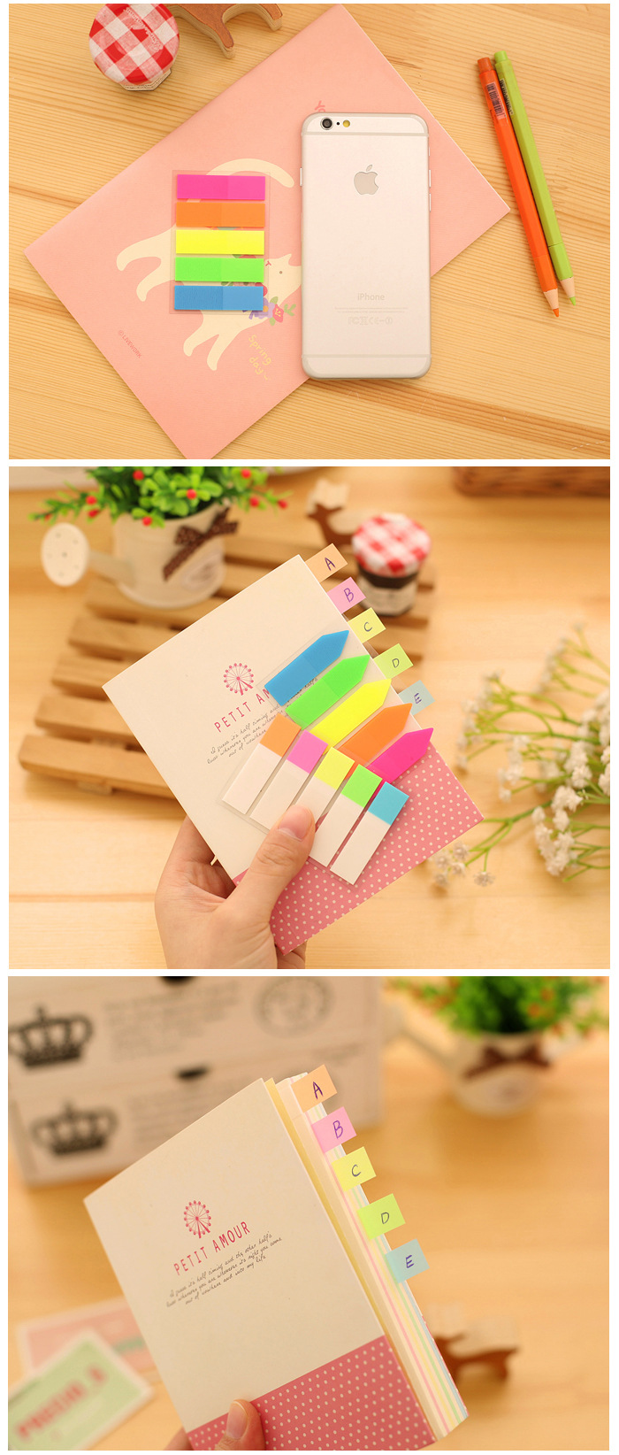 Korean Stationery Cute Creative Fluorescent Sticky Notes Classification Index Stickers Transparent Instruction Stickers Note Paper Note Sticker