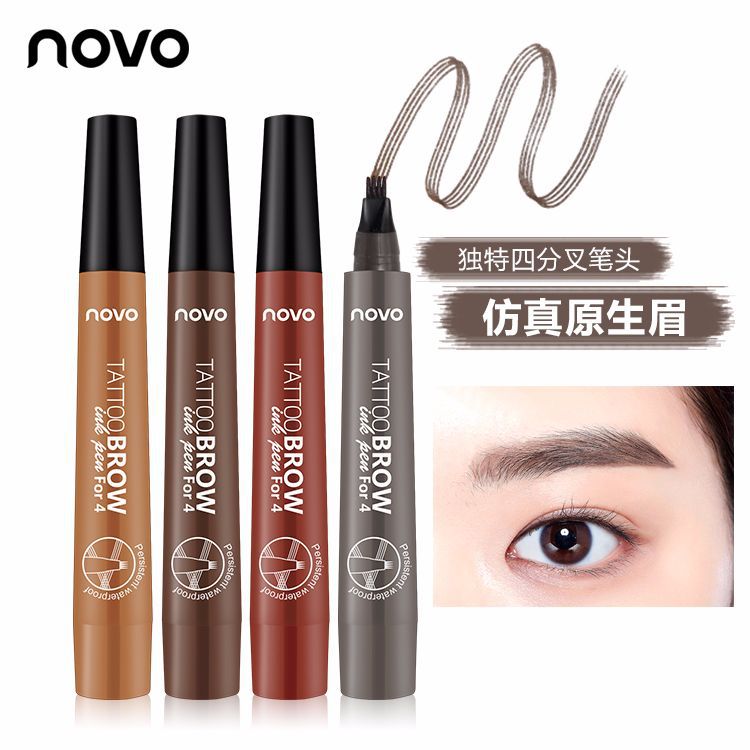 Novo Four-Fork Durable Water Eyebrow Pencil Best-Seller on Douyin Four-Fork Eyebrow Pencil Liquid Eyebrow Pencil 