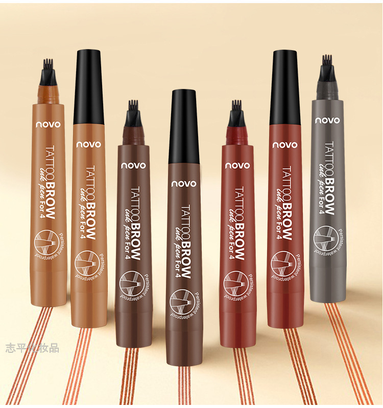 Novo Four-Fork Durable Water Eyebrow Pencil Best-Seller on Douyin Four-Fork Eyebrow Pencil Liquid Eyebrow Pencil 