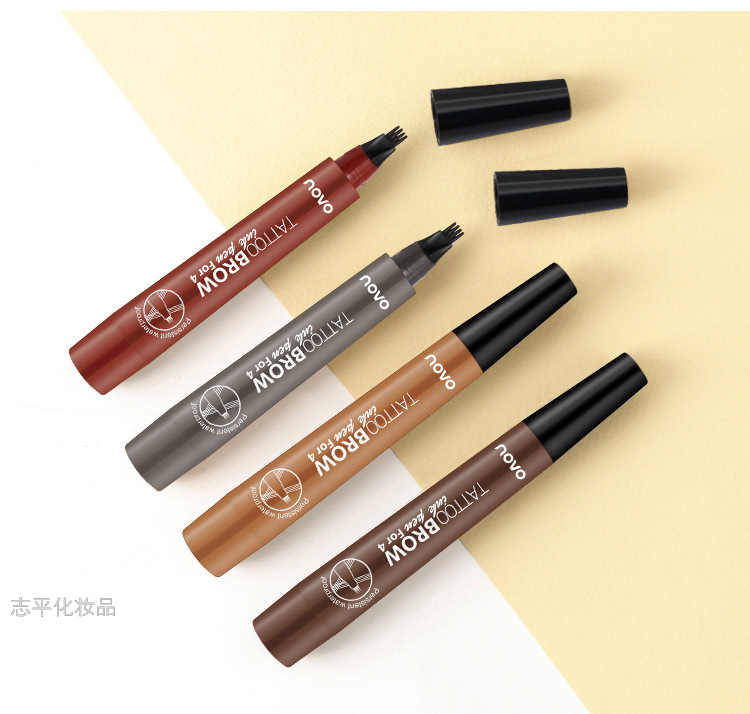 Novo Four-Fork Durable Water Eyebrow Pencil Best-Seller on Douyin Four-Fork Eyebrow Pencil Liquid Eyebrow Pencil 