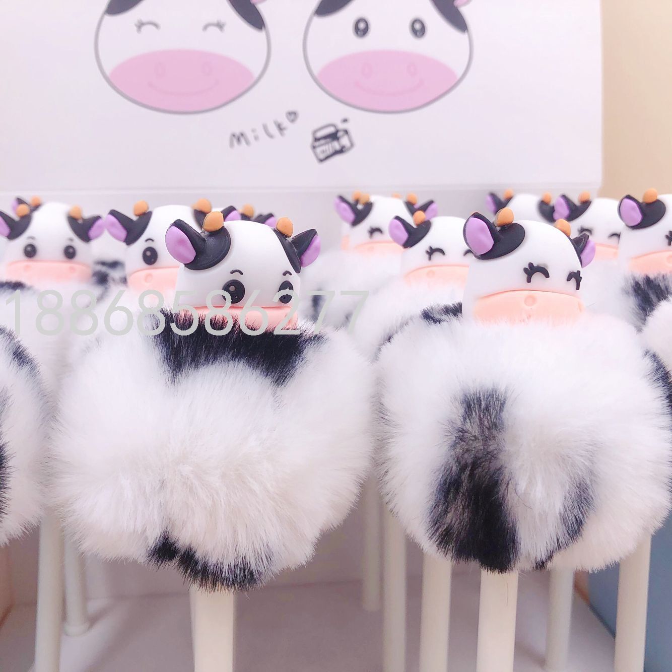Korean Cartoon Silicone Gel Pen Cow Animal Hair Ball Creative Boutique Gel Pen Promotion Cow Pen