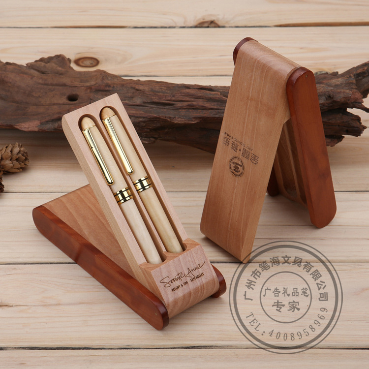 Manufacturers wholesale wooden gift pen pen double set of white wood ball pen custom LOGO Manufacturers wholesale wooden gift pen pen double set of white wood ball pen custom LOGO