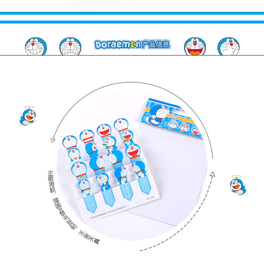 Doraemon Note Sticker Plastic Transparent Label Post-It Boymark Office School Supplies Cute Cartoon Small Note Paper