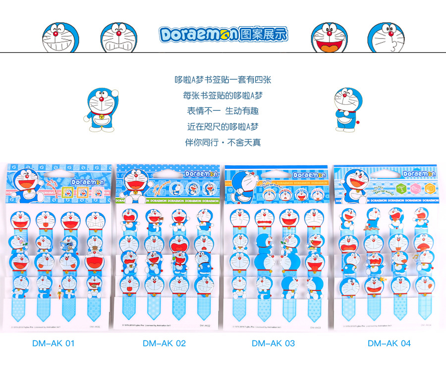 Doraemon Note Sticker Plastic Transparent Label Post-It Boymark Office School Supplies Cute Cartoon Small Note Paper