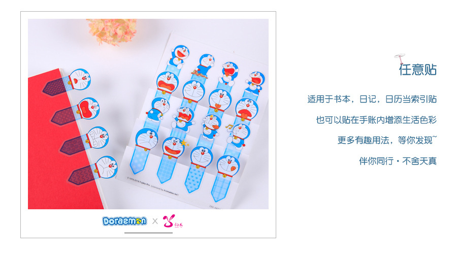 Doraemon Note Sticker Plastic Transparent Label Post-It Boymark Office School Supplies Cute Cartoon Small Note Paper