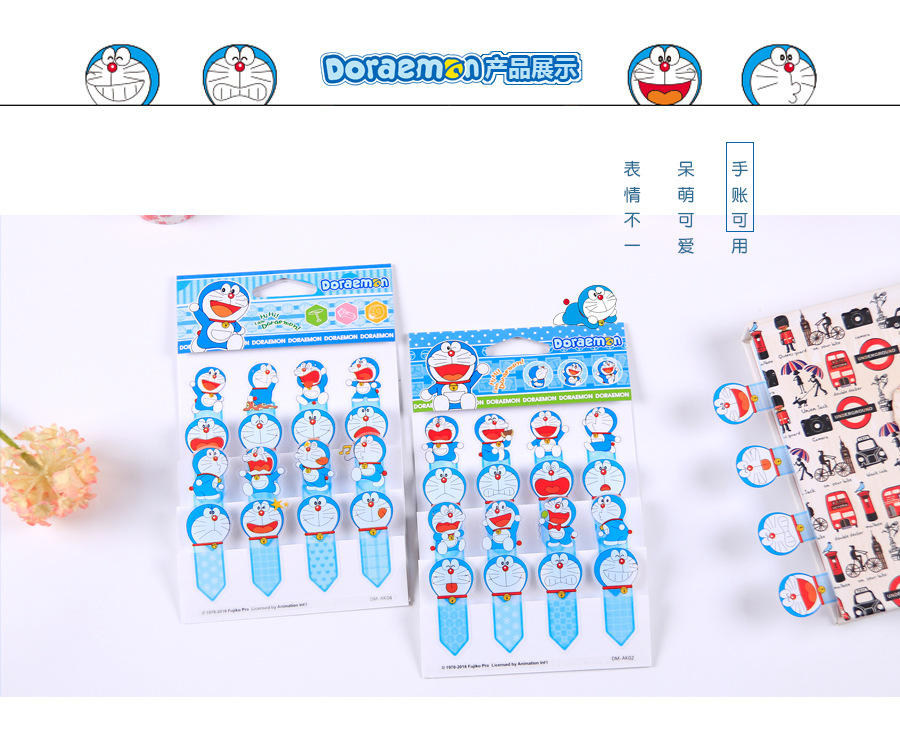 Doraemon Note Sticker Plastic Transparent Label Post-It Boymark Office School Supplies Cute Cartoon Small Note Paper