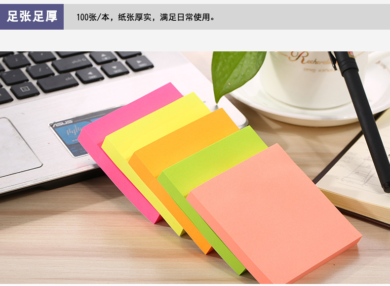 76 * 76mm Fluorescent Sticky Note Color Paper Notepad Office Casual Tear-off Mini Nth Sticker Customized by Manufacturer