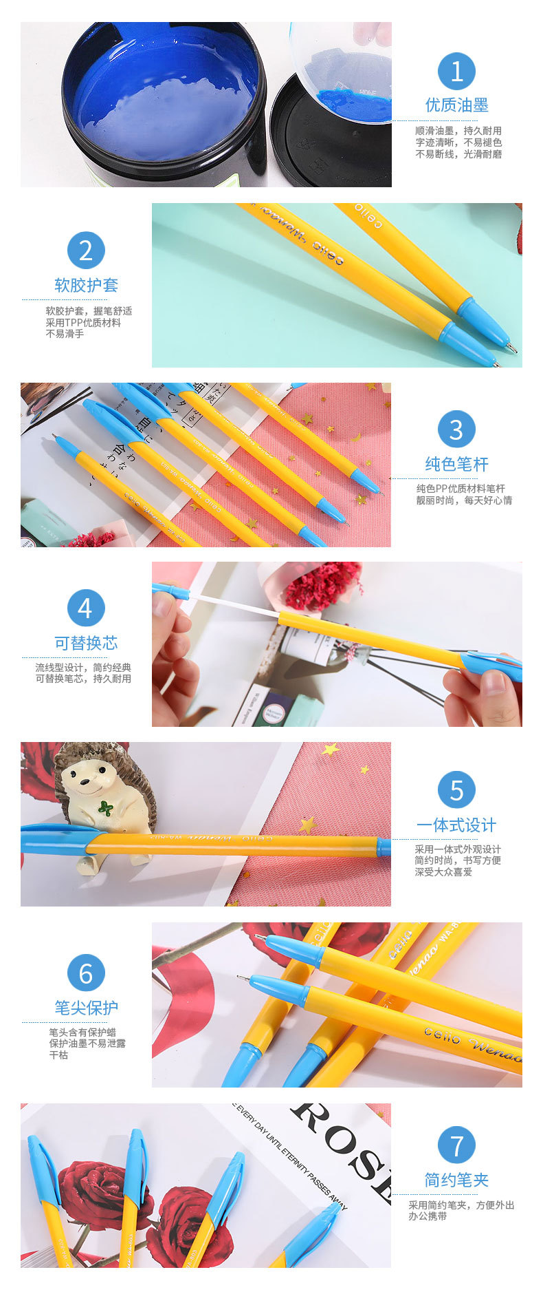 Creative 0.6mm plastic office stationery gift advertising pen ink ball pen stationery Creative 0.6mm plastic office stationery gift advertising pen ink ball pen stationery