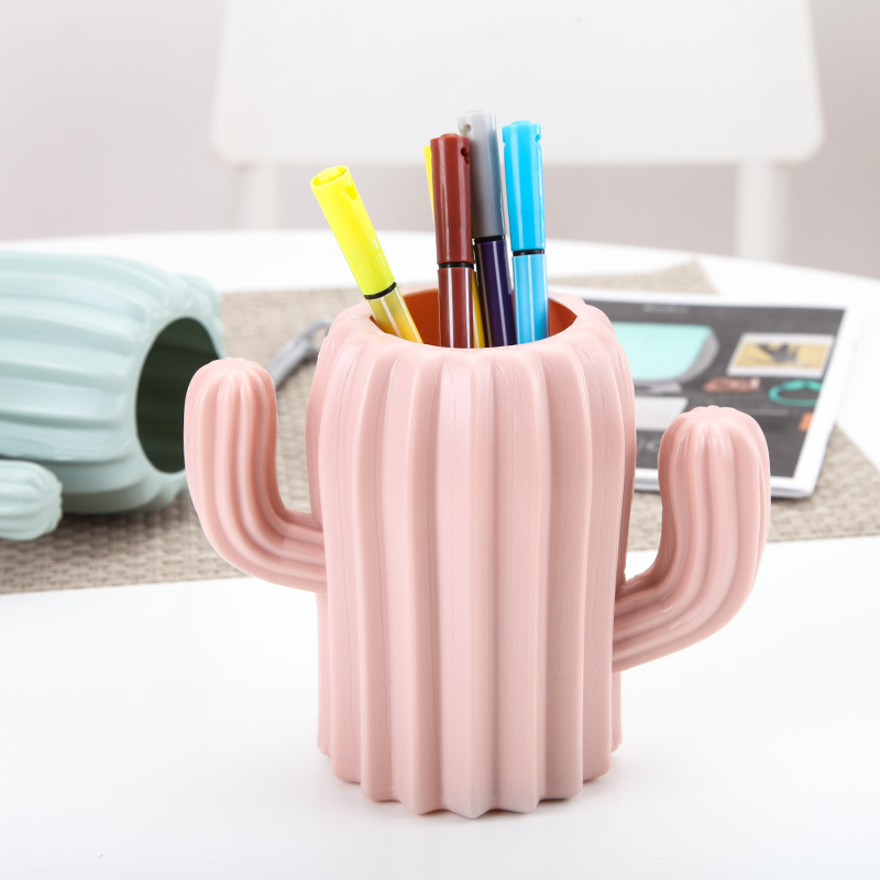 Plastic Creative Fashion Pen Container Study Conference Room Decoration Anti-Fall Drop-Resistant Cactus Ball Pen Container Vase