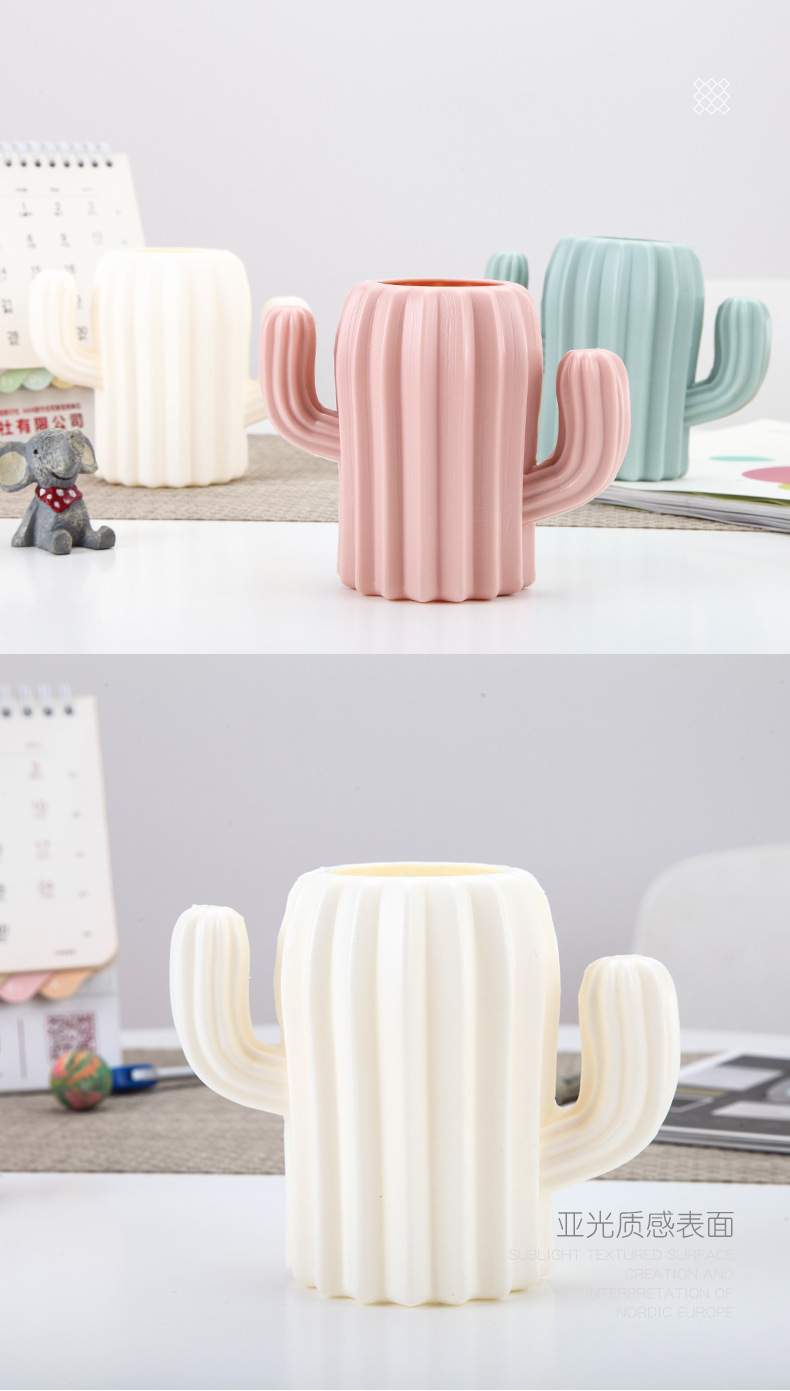 Plastic Creative Fashion Pen Container Study Conference Room Decoration Anti-Fall Drop-Resistant Cactus Ball Pen Container Vase Plastic Creative Fashion Pen Container Study Conference Room Decoration Anti-Fall Drop-Resistant Cactus Ball Pen Container Vase