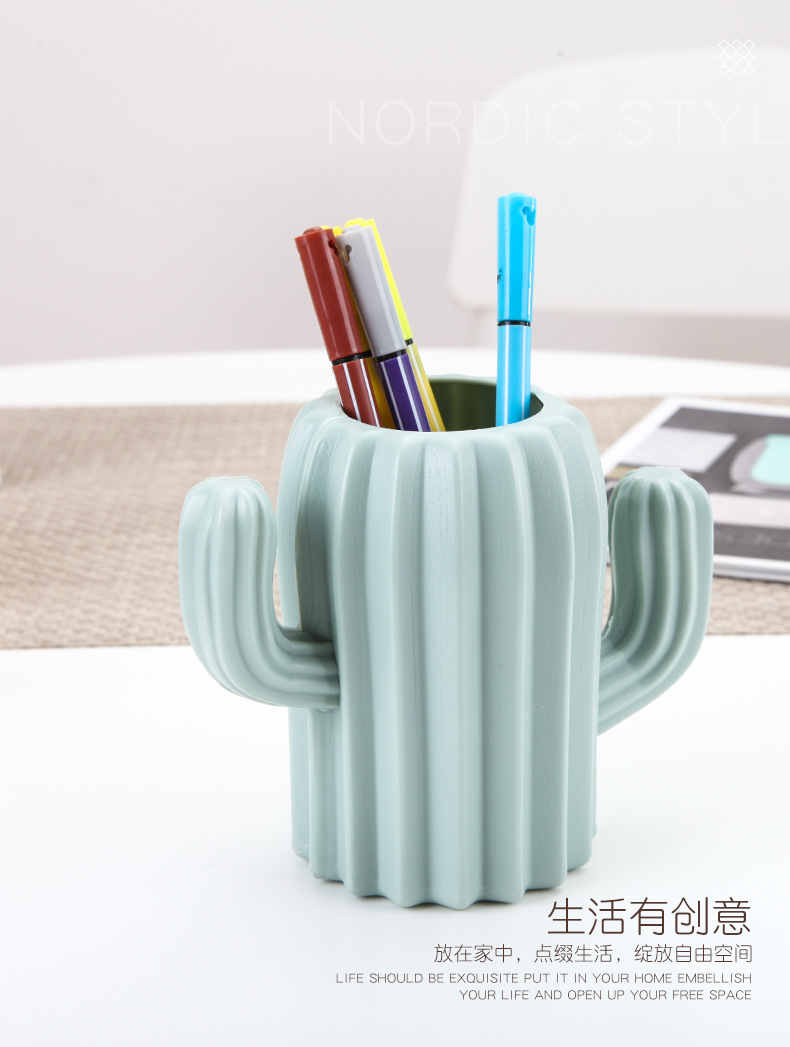 Plastic Creative Fashion Pen Container Study Conference Room Decoration Anti-Fall Drop-Resistant Cactus Ball Pen Container Vase Plastic Creative Fashion Pen Container Study Conference Room Decoration Anti-Fall Drop-Resistant Cactus Ball Pen Container Vase