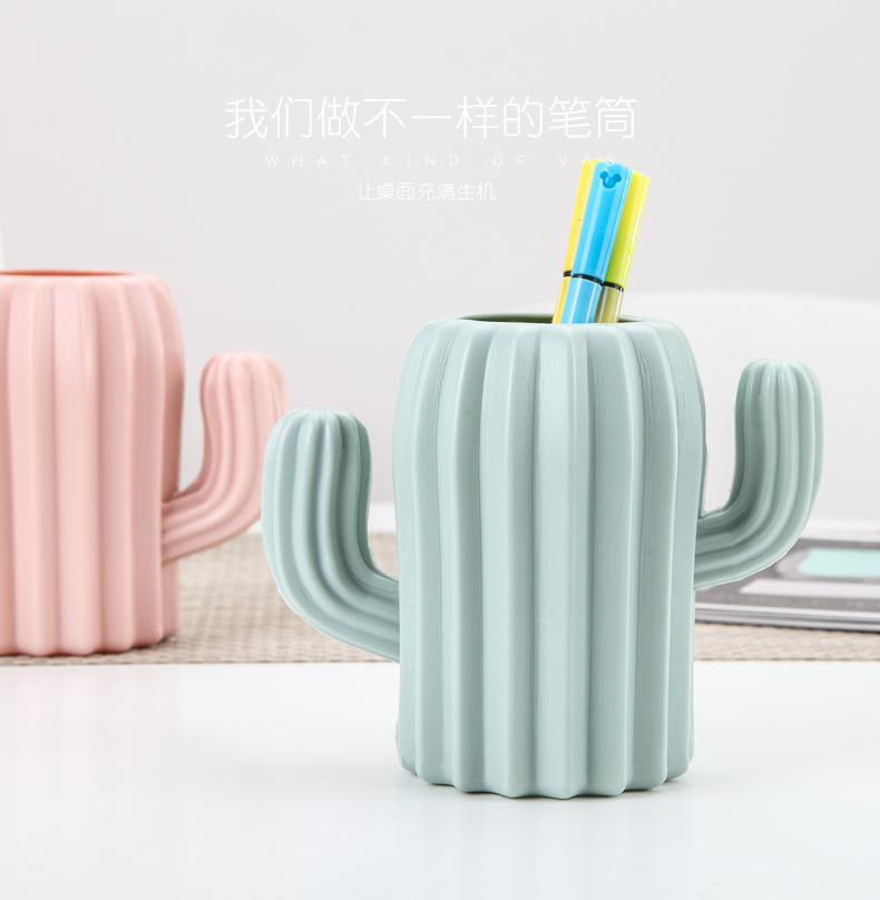 Plastic Creative Fashion Pen Container Study Conference Room Decoration Anti-Fall Drop-Resistant Cactus Ball Pen Container Vase Plastic Creative Fashion Pen Container Study Conference Room Decoration Anti-Fall Drop-Resistant Cactus Ball Pen Container Vase