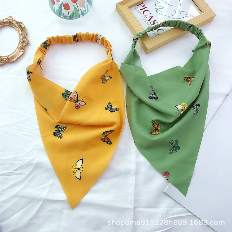 New Amazon Triangular Binder Hair Band Women&#039;s Oil Smoke-Proof Floral Headscarf Spring and Summer New Elastic Ribbon Women Bandeau