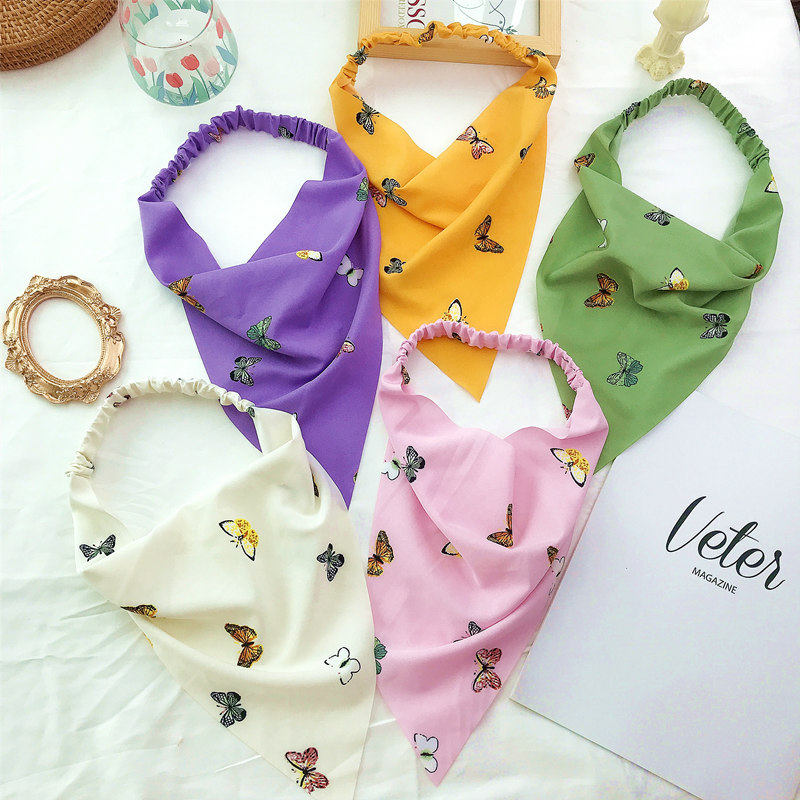 New Amazon Triangular Binder Hair Band Women&#039;s Oil Smoke-Proof Floral Headscarf Spring and Summer New Elastic Ribbon Women Bandeau