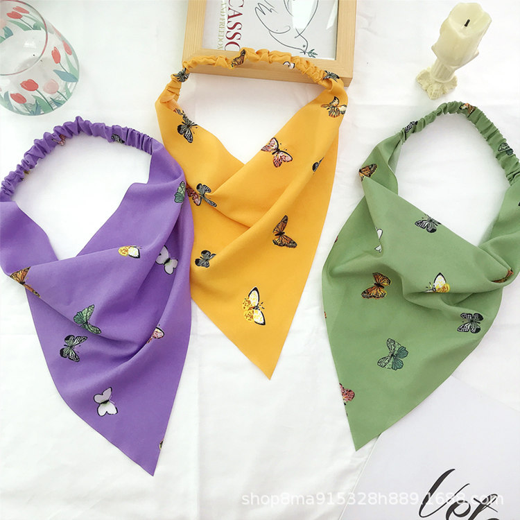 New Amazon Triangular Binder Hair Band Women's Oil Smoke-Proof Floral Headscarf Spring and Summer New Elastic Ribbon Women Bandeau
